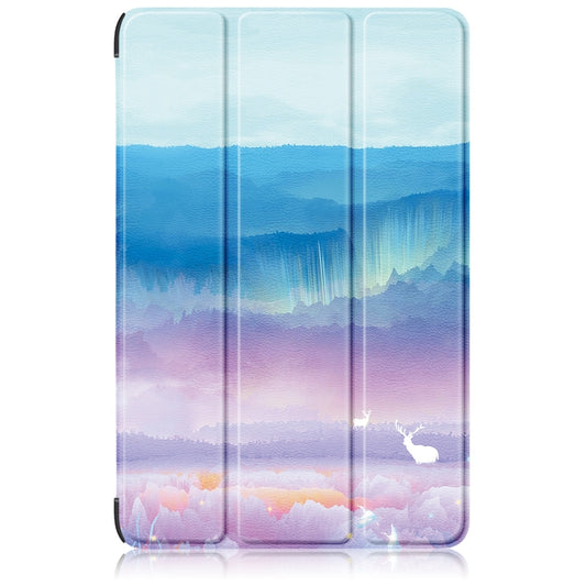 For Samsung Galaxy Tab S9+ Custer Painted 3-Fold Holder Smart Leather Tablet Case(Dream Deer) by bashfashion