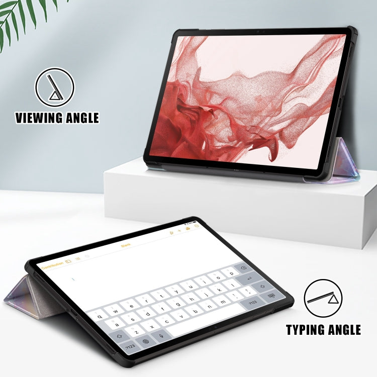 For Samsung Galaxy Tab S9+ Custer Painted 3-Fold Holder Smart Leather Tablet Case(Dream Deer) by bashfashion