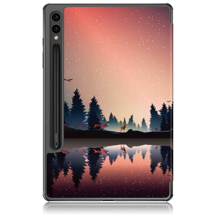 For Samsung Galaxy Tab S9+ Custer Painted 3-Fold Holder Smart Leather Tablet Case(Twilight) by bashfashion
