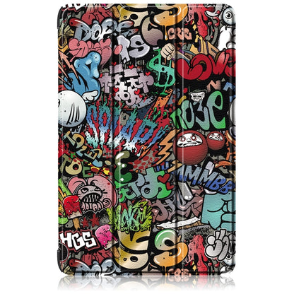 For Samsung Galaxy Tab S9+ Custer Painted 3-Fold Holder Smart Leather Tablet Case(Graffiti) by bashfashion