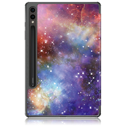 For Samsung Galaxy Tab S9+ Custer Painted 3-Fold Holder Smart Leather Tablet Case(Milky Way) by bashfashion