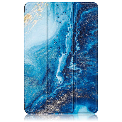 For Samsung Galaxy Tab A9 2023 Custer Painted 3-Fold Holder Smart Leather Tablet Case(Waves) by bashfashion