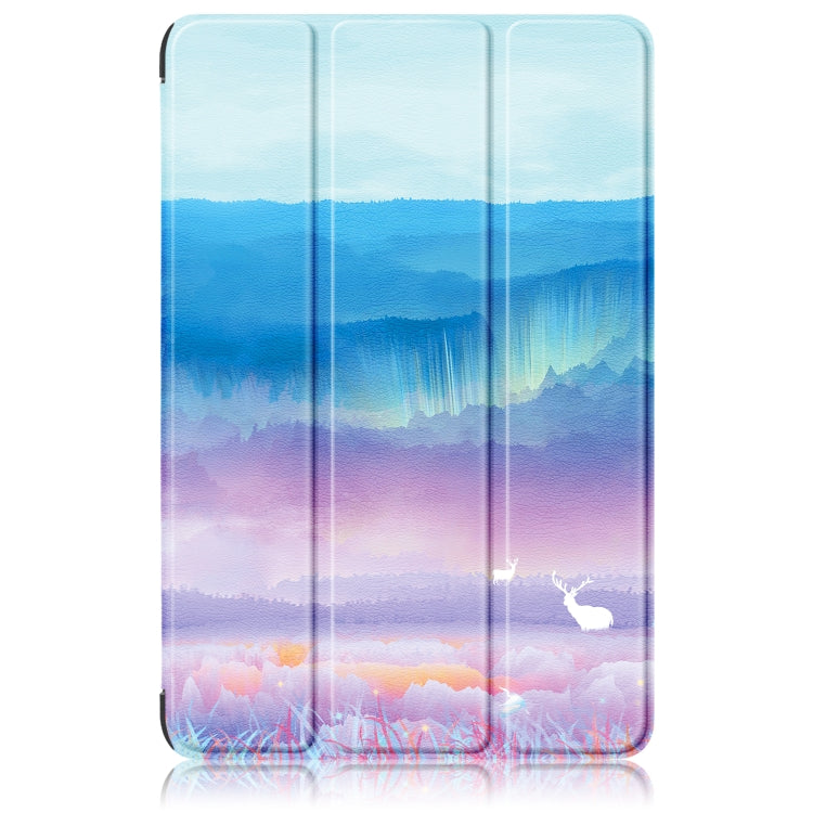 For Samsung Galaxy Tab A9 2023 Custer Painted 3-Fold Holder Smart Leather Tablet Case(Dream Deer) by bashfashion