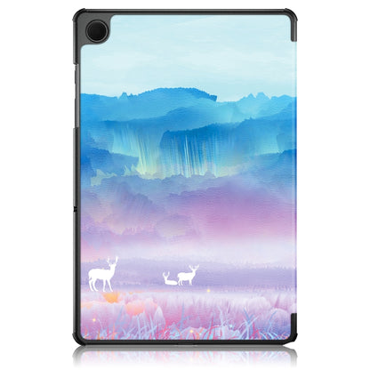 For Samsung Galaxy Tab A9 2023 Custer Painted 3-Fold Holder Smart Leather Tablet Case(Dream Deer) by bashfashion