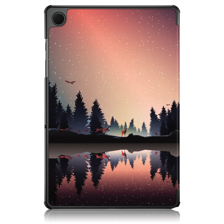 For Samsung Galaxy Tab A9 2023 Custer Painted 3-Fold Holder Smart Leather Tablet Case(Twilight) by bashfashion