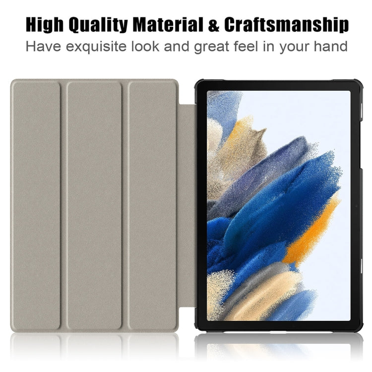 For Samsung Galaxy Tab A9 2023 Custer Painted 3-Fold Holder Smart Leather Tablet Case(Twilight) by bashfashion