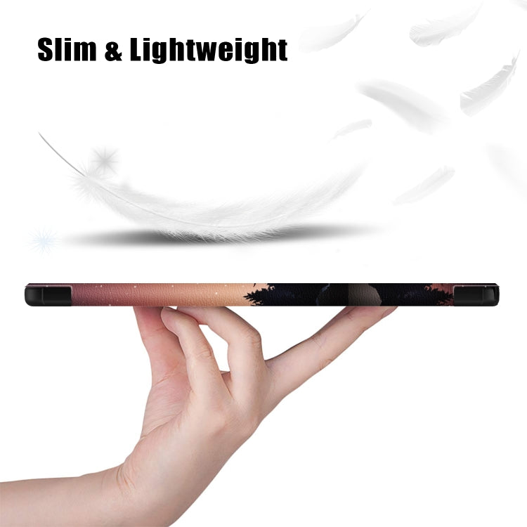 For Samsung Galaxy Tab A9 2023 Custer Painted 3-Fold Holder Smart Leather Tablet Case(Twilight) by bashfashion