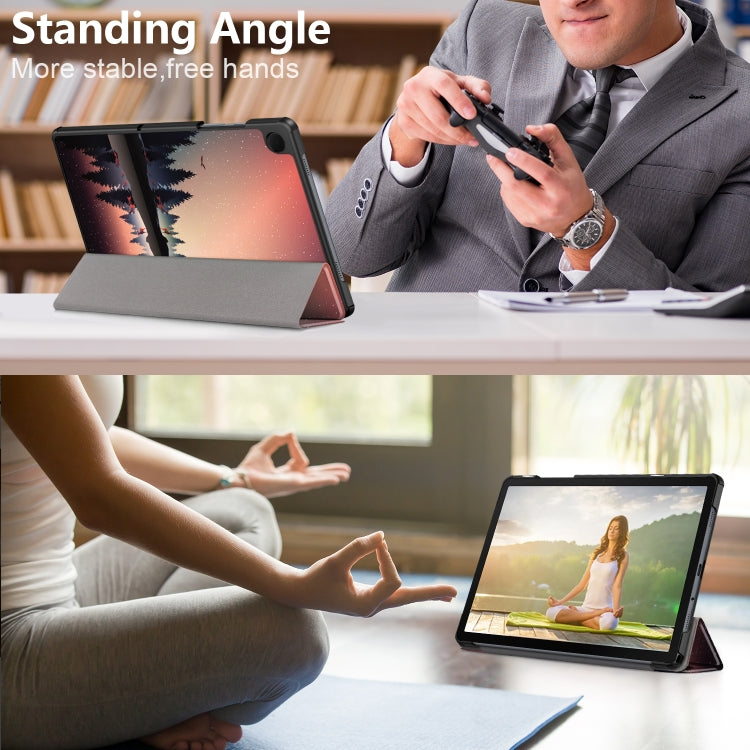 For Samsung Galaxy Tab A9 2023 Custer Painted 3-Fold Holder Smart Leather Tablet Case(Twilight) by bashfashion