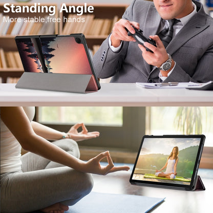 For Samsung Galaxy Tab A9 2023 Custer Painted 3-Fold Holder Smart Leather Tablet Case(Twilight) by bashfashion