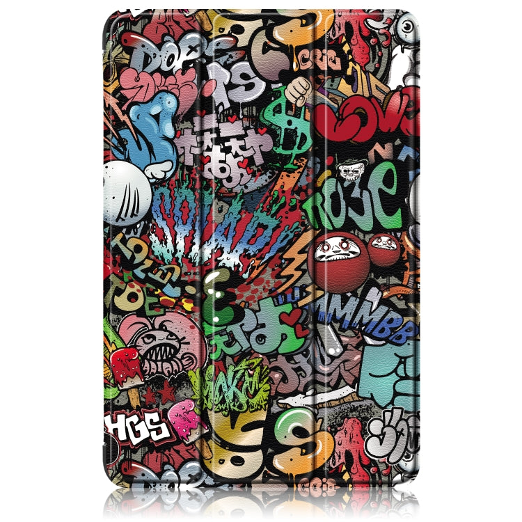 For Samsung Galaxy Tab A9 2023 Custer Painted 3-Fold Holder Smart Leather Tablet Case(Graffiti) by bashfashion