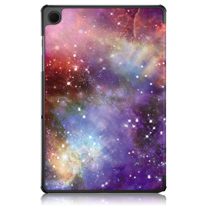 For Samsung Galaxy Tab A9 2023 Custer Painted 3-Fold Holder Smart Leather Tablet Case(Milky Way) by bashfashion