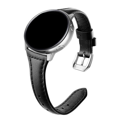 20mm T Slim Leather Watch Band for Samsung Galaxy Watch(Black) by bashfashion