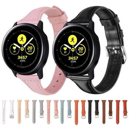20mm T Slim Leather Watch Band for Samsung Galaxy Watch(Black) by bashfashion