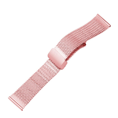 For Apple Watch Series 8 41mm Magnetic Buckle Herringbone Mesh Metal Watch Band(Pink) by bashfashion
