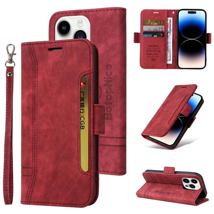 For iPhone 15 Pro Max BETOPNICE Dual-side Buckle Leather Phone Case(Red) by BETOPNICE