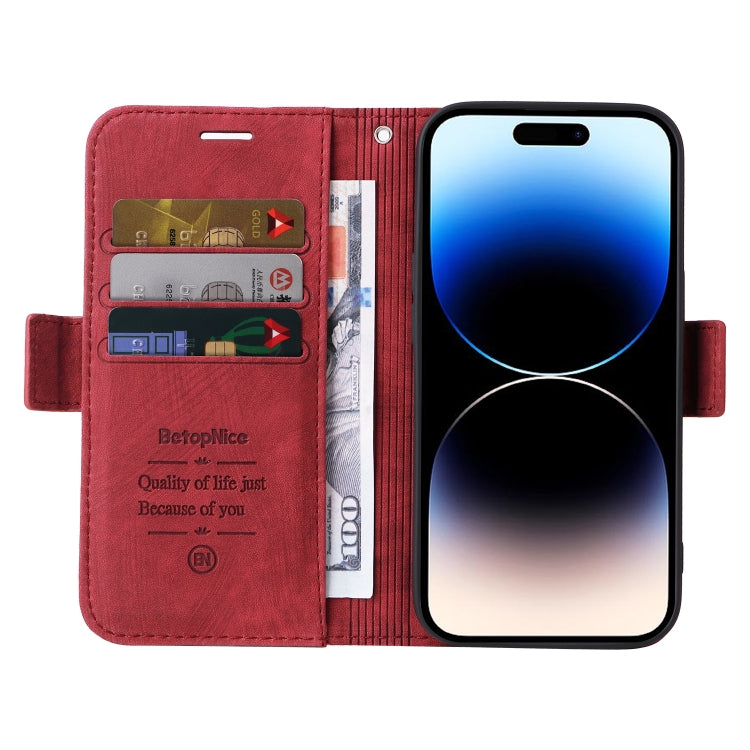 For iPhone 15 Pro Max BETOPNICE Dual-side Buckle Leather Phone Case(Red) by BETOPNICE