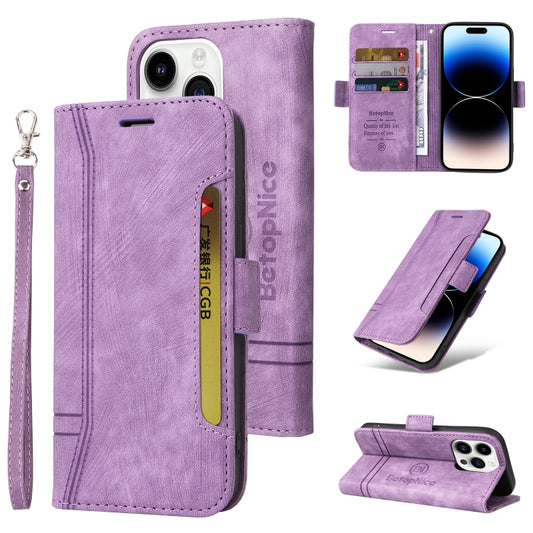 For iPhone 15 Pro Max BETOPNICE Dual-side Buckle Leather Phone Case(Purple) by BETOPNICE