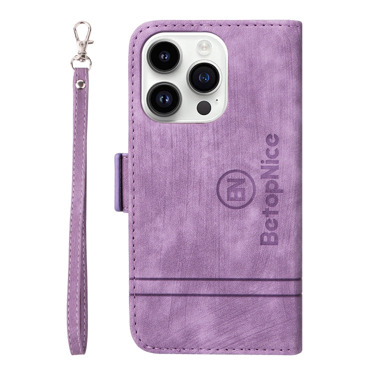 For iPhone 15 Pro Max BETOPNICE Dual-side Buckle Leather Phone Case(Purple) by BETOPNICE