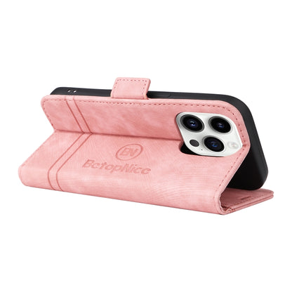 For iPhone 15 Pro BETOPNICE Dual-side Buckle Leather Phone Case(Pink) by BETOPNICE