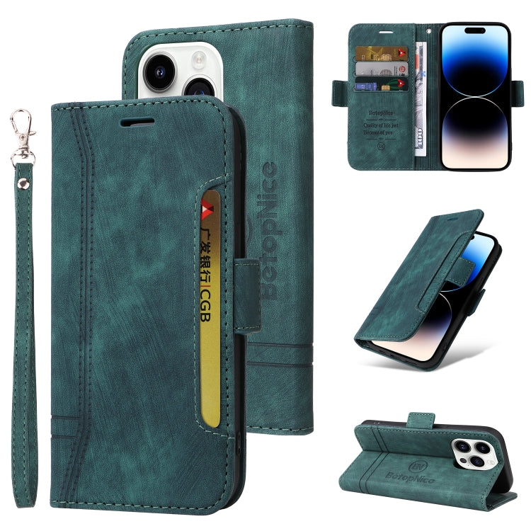 For iPhone 15 Pro BETOPNICE Dual-side Buckle Leather Phone Case(Green) by BETOPNICE