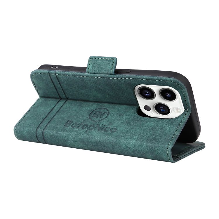For iPhone 15 Pro BETOPNICE Dual-side Buckle Leather Phone Case(Green) by BETOPNICE