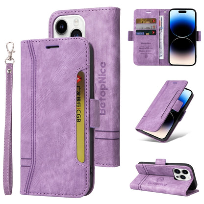 For iPhone 15 Pro BETOPNICE Dual-side Buckle Leather Phone Case(Purple) by BETOPNICE