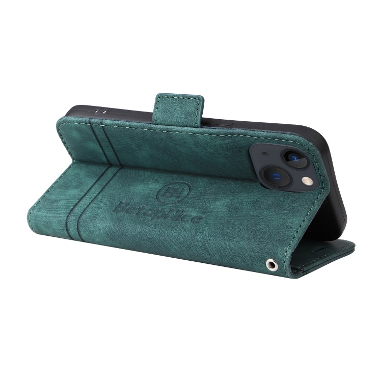 For iPhone 15 BETOPNICE Dual-side Buckle Leather Phone Case(Green) by BETOPNICE