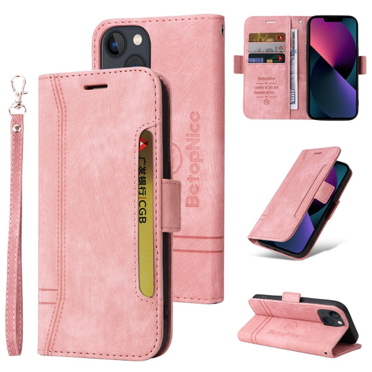 For iPhone 15 Plus BETOPNICE Dual-side Buckle Leather Phone Case(Pink) by BETOPNICE