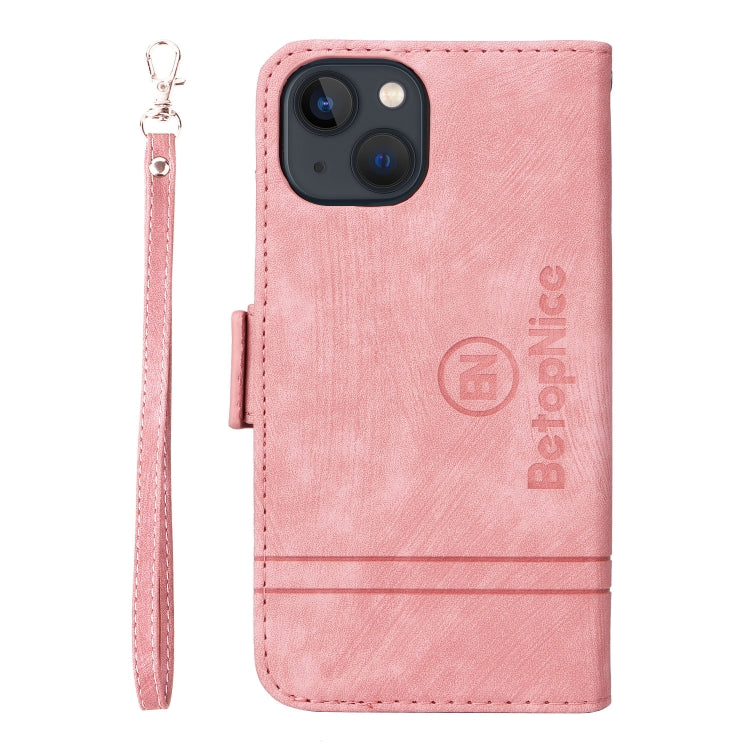 For iPhone 15 Plus BETOPNICE Dual-side Buckle Leather Phone Case(Pink) by BETOPNICE
