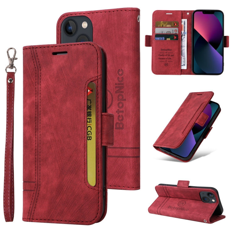 For iPhone 15 Plus BETOPNICE Dual-side Buckle Leather Phone Case(Red) by BETOPNICE
