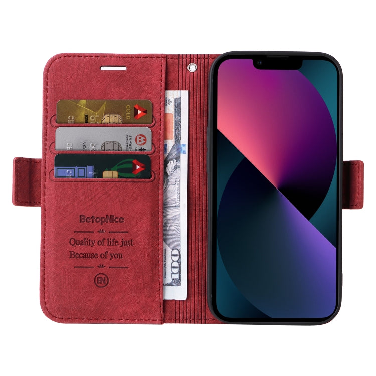 For iPhone 15 Plus BETOPNICE Dual-side Buckle Leather Phone Case(Red) by BETOPNICE