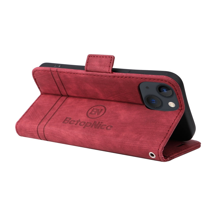 For iPhone 15 Plus BETOPNICE Dual-side Buckle Leather Phone Case(Red) by BETOPNICE