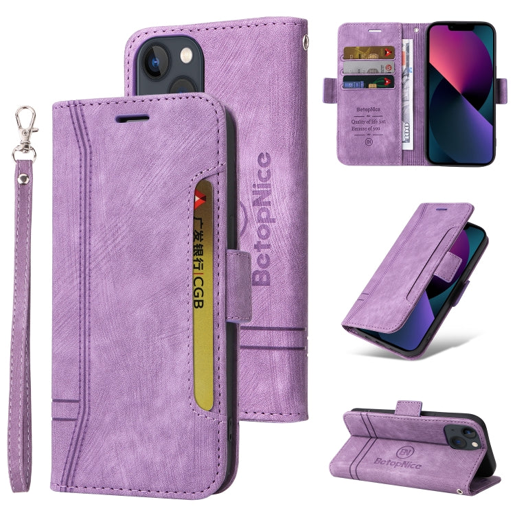 For iPhone 15 Plus BETOPNICE Dual-side Buckle Leather Phone Case(Purple) by BETOPNICE