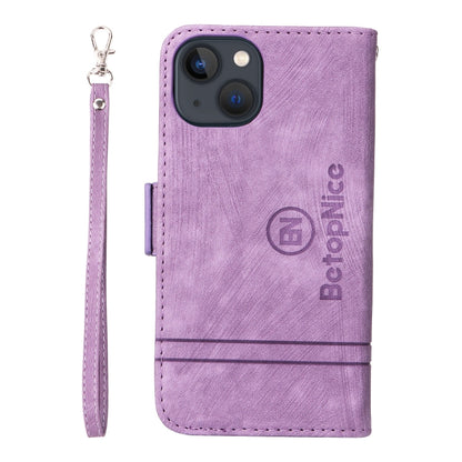 For iPhone 15 Plus BETOPNICE Dual-side Buckle Leather Phone Case(Purple) by BETOPNICE