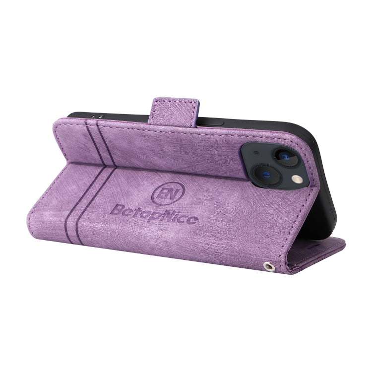 For iPhone 15 Plus BETOPNICE Dual-side Buckle Leather Phone Case(Purple) by BETOPNICE