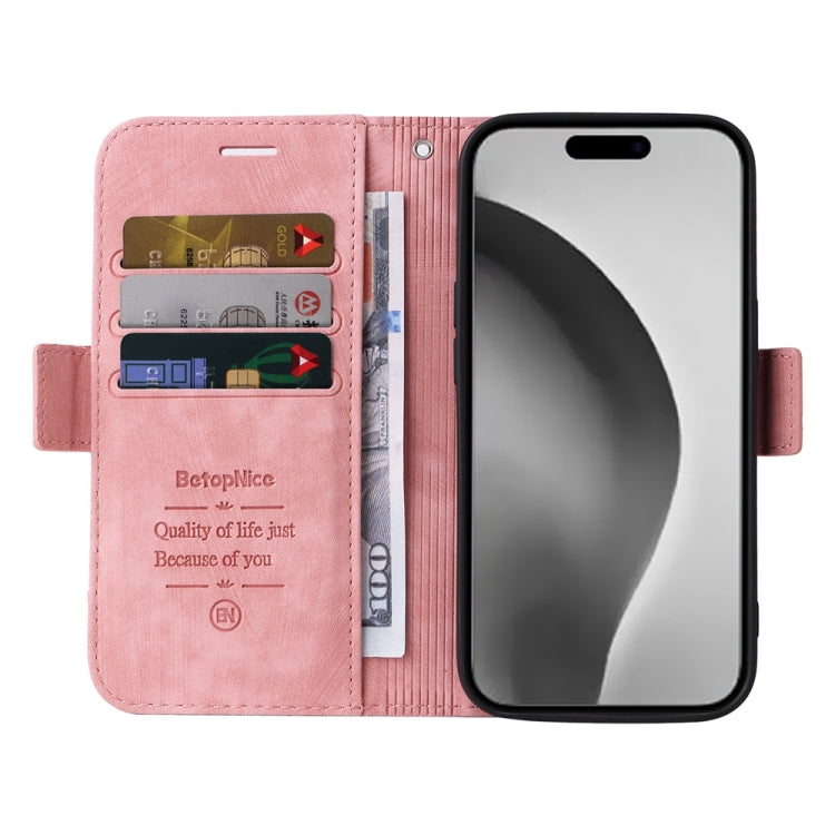 For iPhone 16 Pro Max BETOPNICE Dual-side Buckle Leather Phone Case(Pink) by BETOPNICE