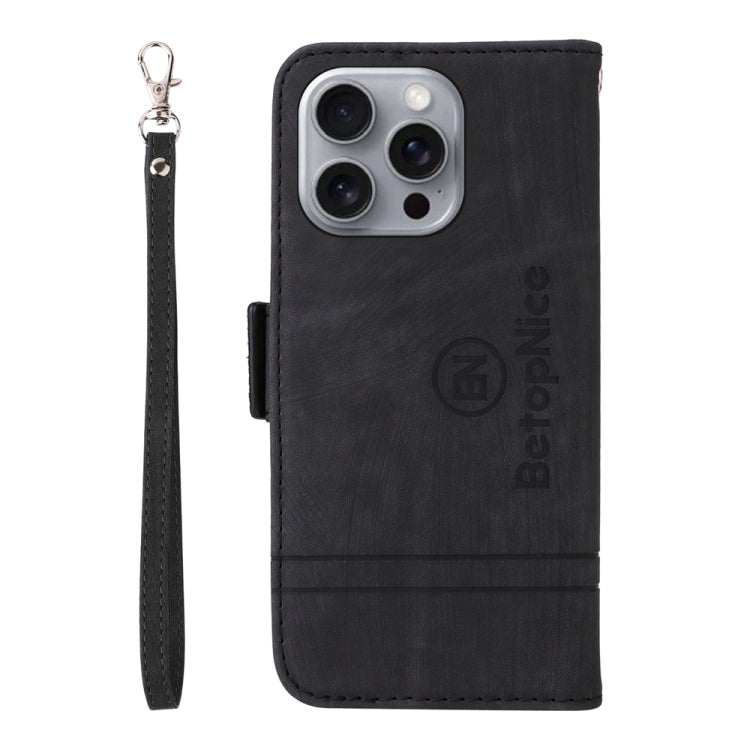 For iPhone 16 Pro Max BETOPNICE Dual-side Buckle Leather Phone Case(Black) by BETOPNICE