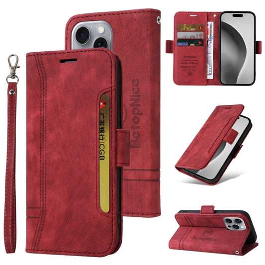 For iPhone 16 Pro Max BETOPNICE Dual-side Buckle Leather Phone Case(Red) by BETOPNICE