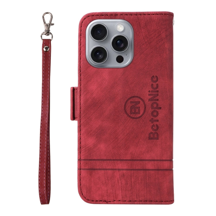 For iPhone 16 Pro Max BETOPNICE Dual-side Buckle Leather Phone Case(Red) by BETOPNICE