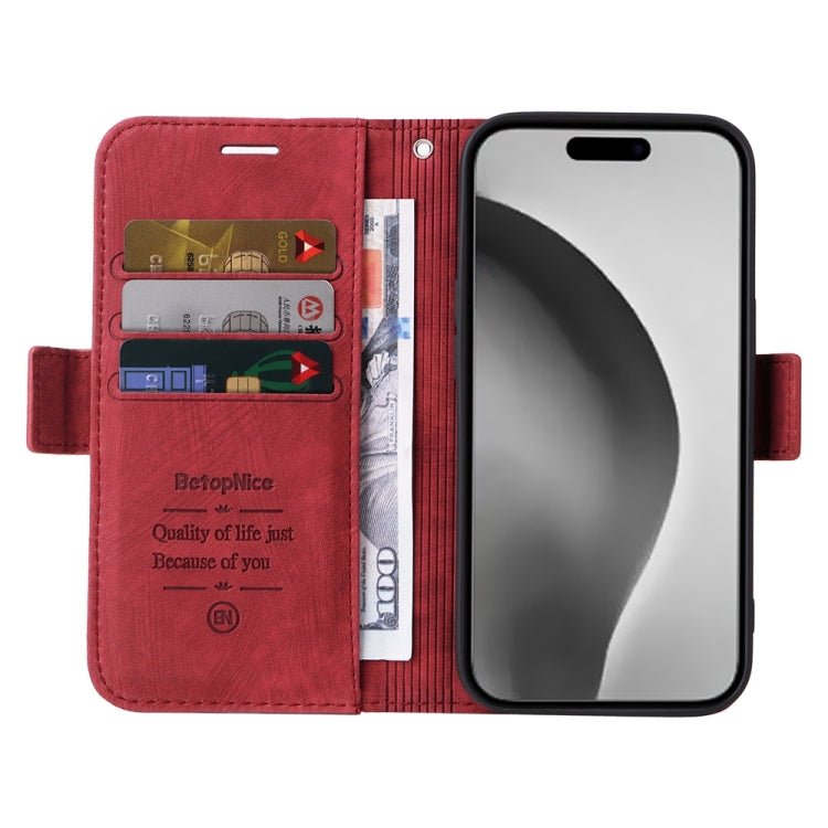 For iPhone 16 Pro Max BETOPNICE Dual-side Buckle Leather Phone Case(Red) by BETOPNICE