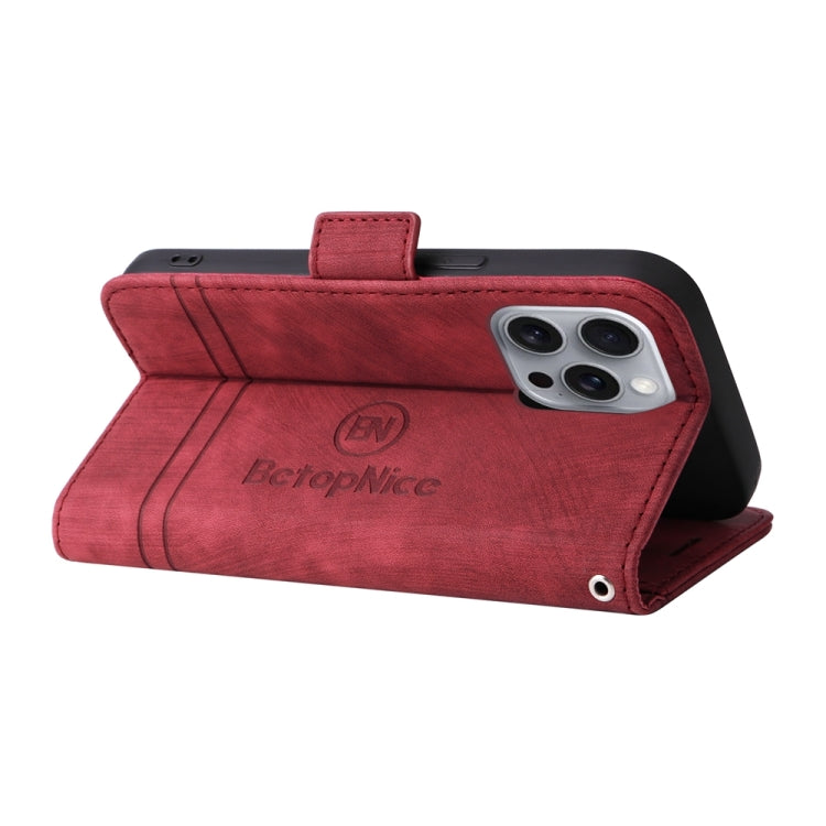 For iPhone 16 Pro Max BETOPNICE Dual-side Buckle Leather Phone Case(Red) by BETOPNICE