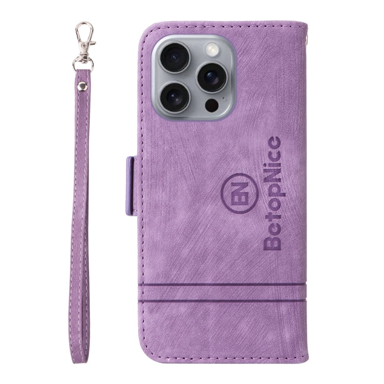 For iPhone 16 Pro Max BETOPNICE Dual-side Buckle Leather Phone Case(Purple) by BETOPNICE