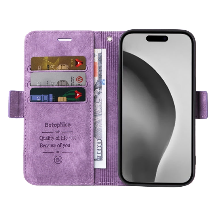For iPhone 16 Pro Max BETOPNICE Dual-side Buckle Leather Phone Case(Purple) by BETOPNICE