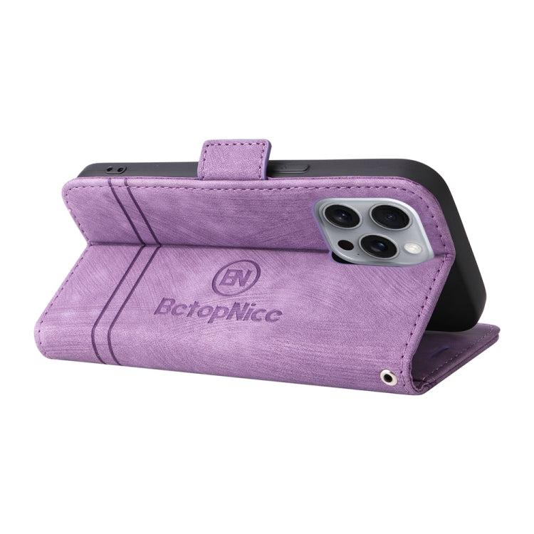 For iPhone 16 Pro Max BETOPNICE Dual-side Buckle Leather Phone Case(Purple) by BETOPNICE
