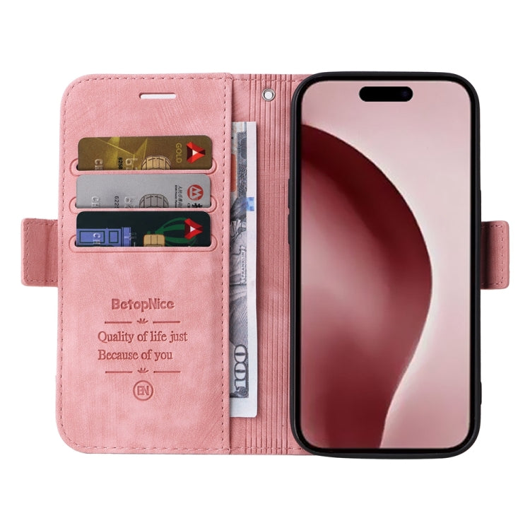 For iPhone 16 Pro BETOPNICE Dual-side Buckle Leather Phone Case(Pink) by BETOPNICE