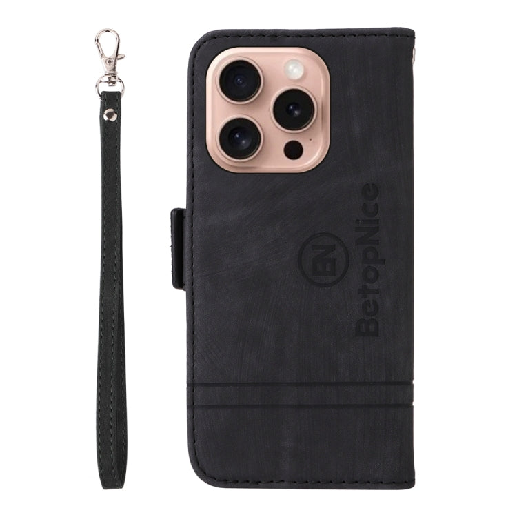 For iPhone 16 Pro BETOPNICE Dual-side Buckle Leather Phone Case(Black) by BETOPNICE