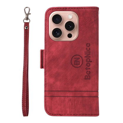 For iPhone 16 Pro BETOPNICE Dual-side Buckle Leather Phone Case(Red) by BETOPNICE