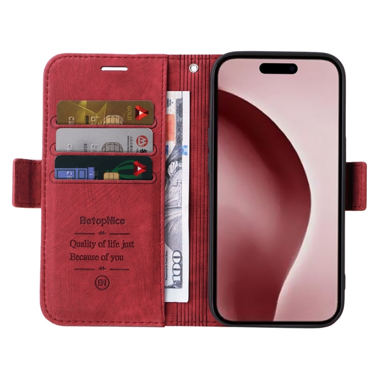 For iPhone 16 Pro BETOPNICE Dual-side Buckle Leather Phone Case(Red) by BETOPNICE