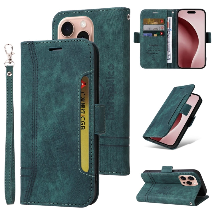For iPhone 16 Pro BETOPNICE Dual-side Buckle Leather Phone Case(Green) by BETOPNICE