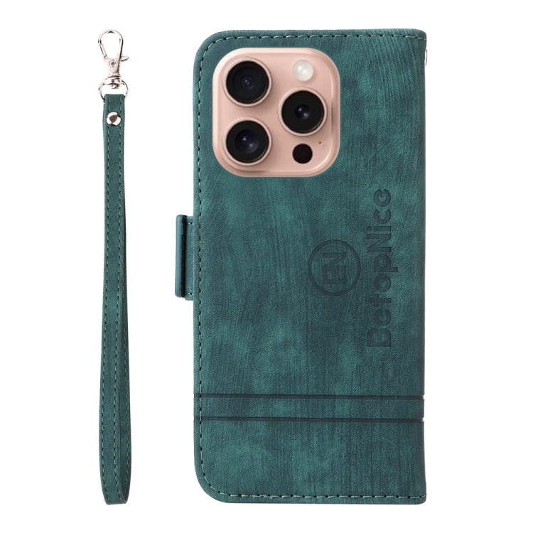 For iPhone 16 Pro BETOPNICE Dual-side Buckle Leather Phone Case(Green) by BETOPNICE